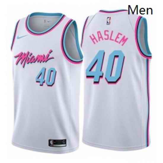 Mens Nike Miami Heat 40 Udonis Haslem Swingman White NBA Jersey City Edition